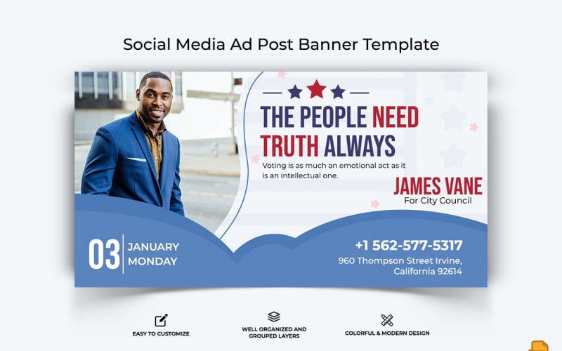Political Campaign Facebook Ad Banner Design-007 Social Media