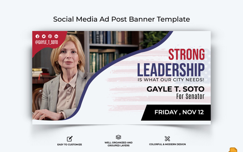 Political Campaign Facebook Ad Banner Design-009 Social Media