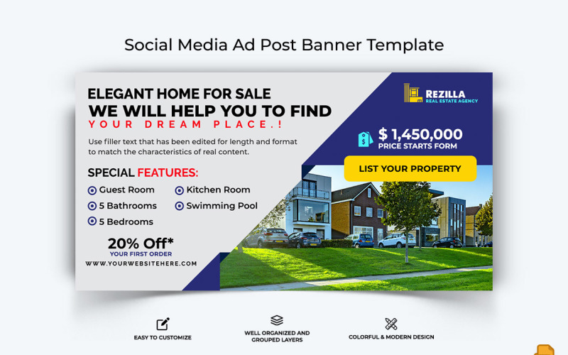 Real Estate Facebook Ad Banner Design-020 Social Media