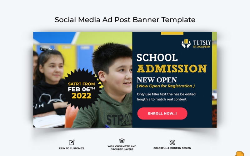School Admission Facebook Ad Banner Design-007 Social Media