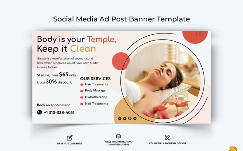 Spa and Salon Facebook Ad Banner Design-023 Social Media
