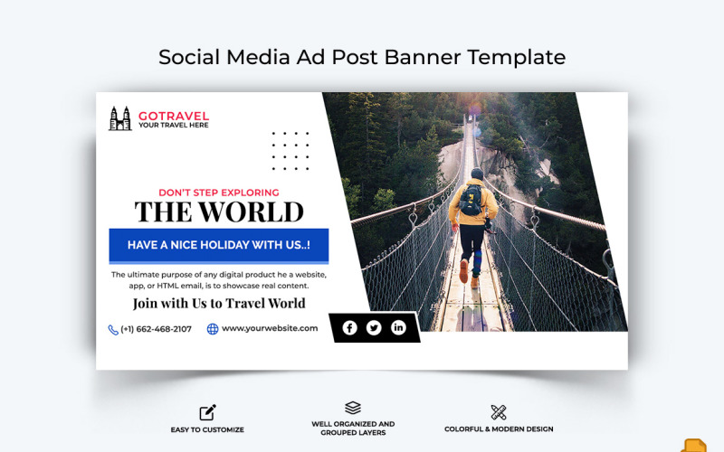 Travel Facebook Ad Banner Design-014 Social Media