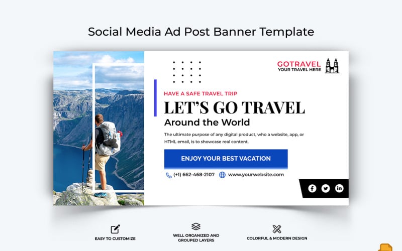 Travel Facebook Ad Banner Design-016 Social Media