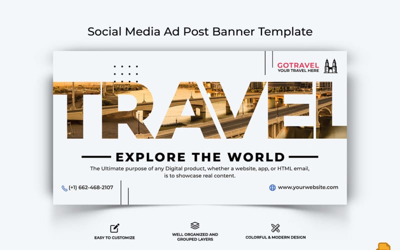 Travel Facebook Ad Banner Design-018 Social Media