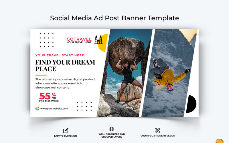 Travel Facebook Ad Banner Design-019 Social Media