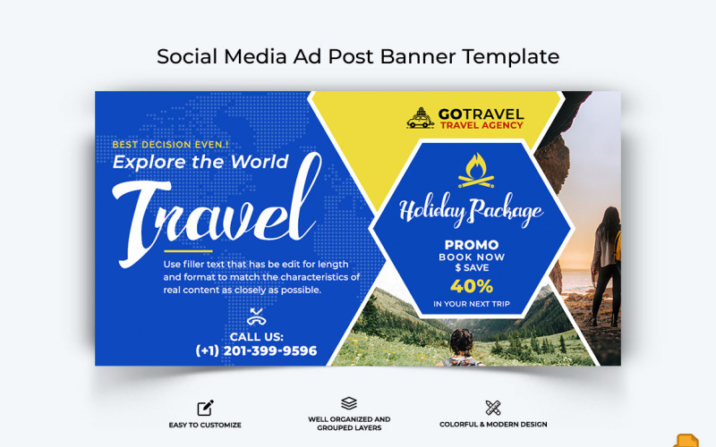 Travel Facebook Ad Banner Design-029 Social Media