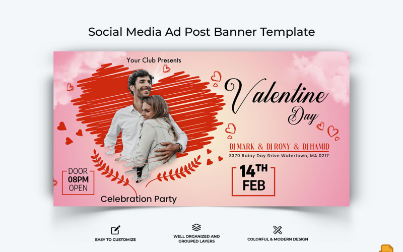 Valentines Day Facebook Ad Banner Design-001 Social Media
