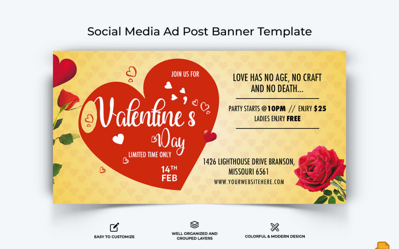 Valentines Day Facebook Ad Banner Design-002 Social Media