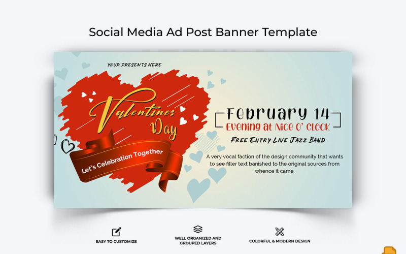 Valentines Day Facebook Ad Banner Design-005 Social Media