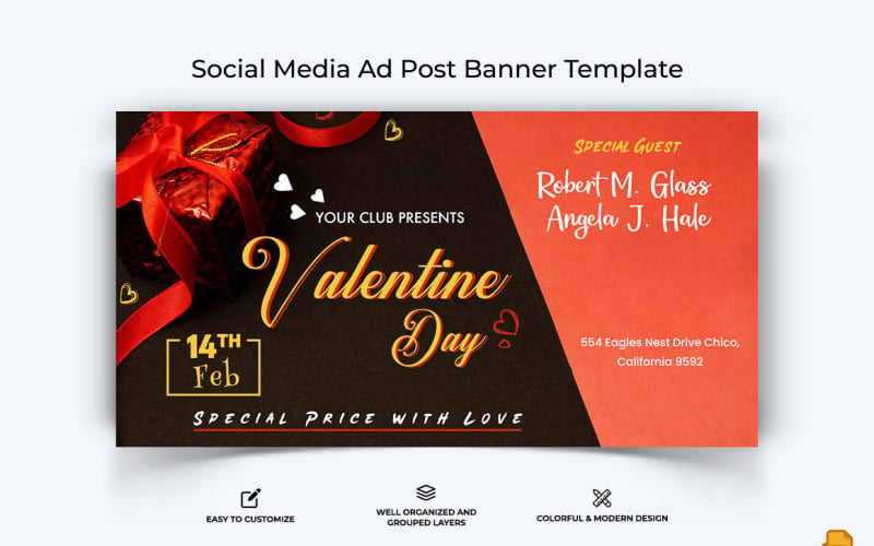 Valentines Day Facebook Ad Banner Design-006 Social Media