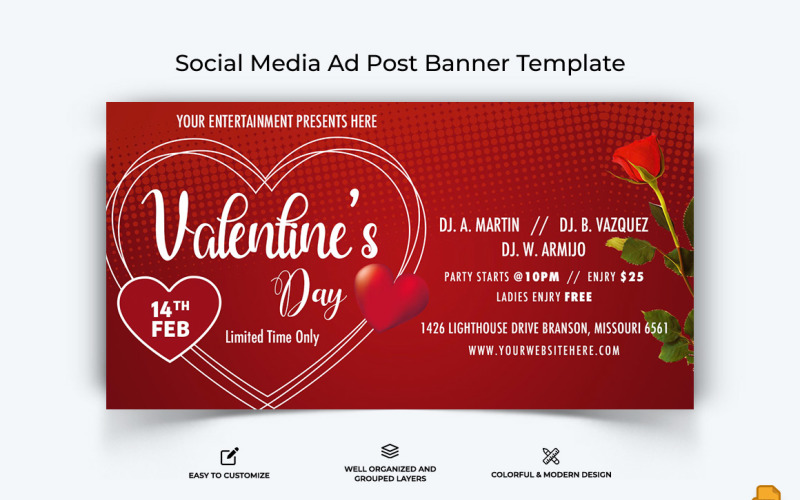 Valentines Day Facebook Ad Banner Design-008 Social Media