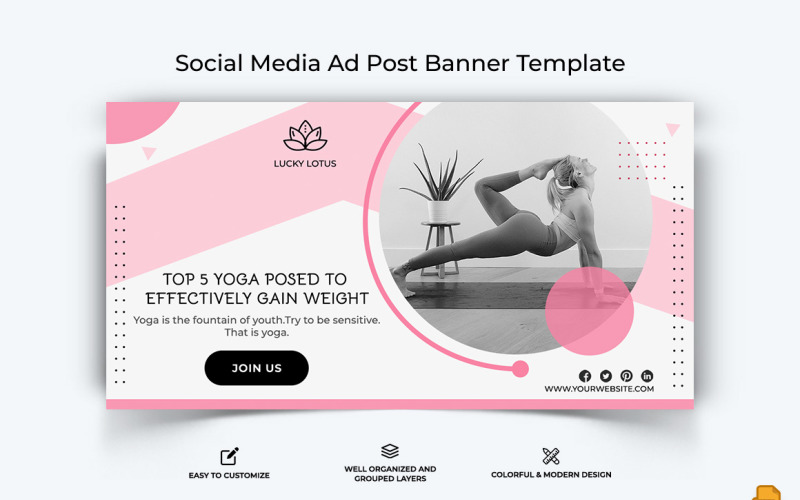 Yoga and Meditation Facebook Ad Banner Design-027 Social Media