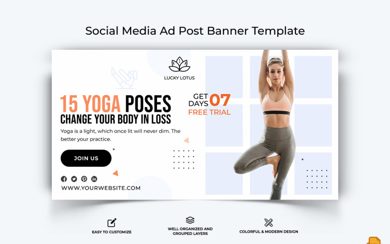 Yoga and Meditation Facebook Ad Banner Design-030 Social Media