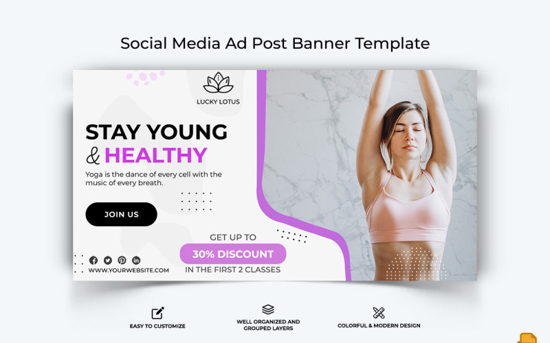 Yoga and Meditation Facebook Ad Banner Design-031 Social Media