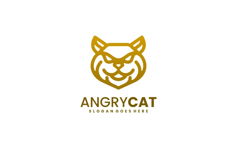 Angry Cat Line Art Logo Style Logo Template