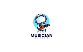Astronaut Musician Cartoon Logo