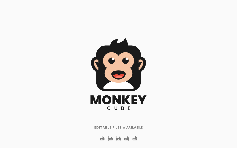 Monkey Cube Simple Mascot Logo Logo Template