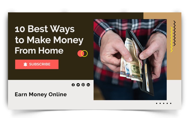 Online Money Earnings YouTube Thumbnail Design Template-02 Social Media