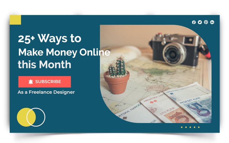 Online Money Earnings YouTube Thumbnail Design Template-04 Social Media