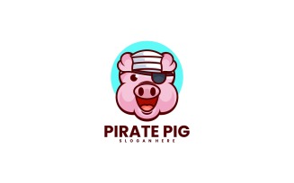 Pirate Pig Cartoon Logo Style