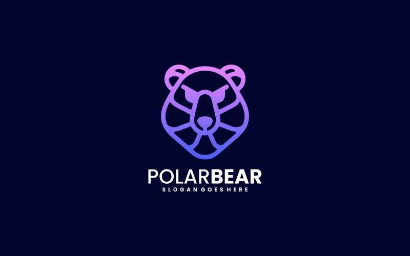 Polar Bear Line Art Logo Style Logo Template