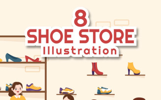 8 Shoe Store Flat Illustration
