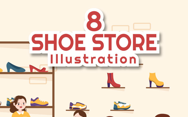 8 Shoe Store Flat Illustration