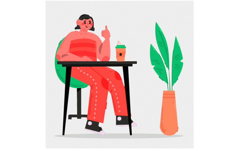 Woman Enjoying Coffee Illustration
