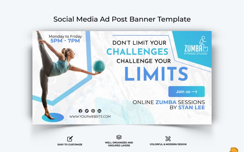 Zumba Dance Facebook Ad Banner Design-010 Social Media