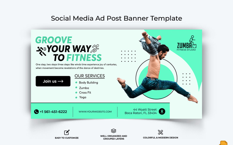 Zumba Dance Facebook Ad Banner Design-012 Social Media