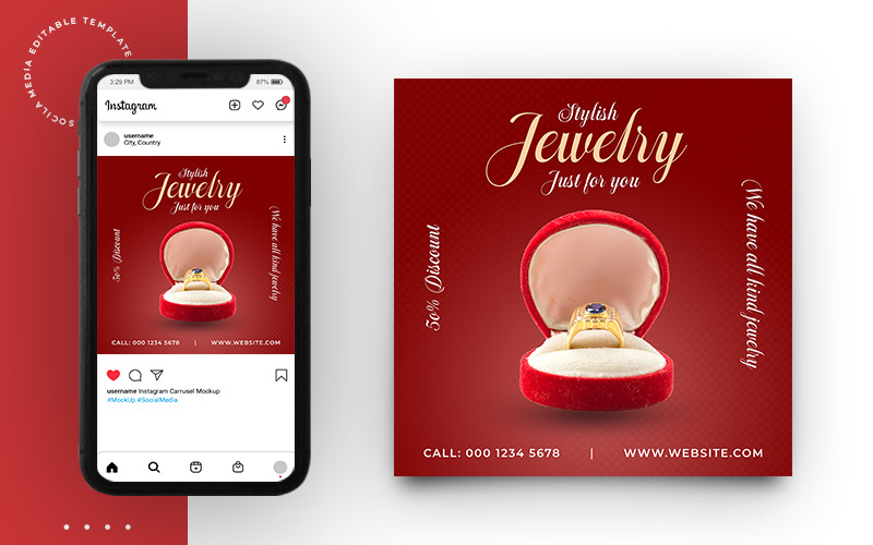 Jewelry Promotion Social Media Instagram Post Banner Template Design