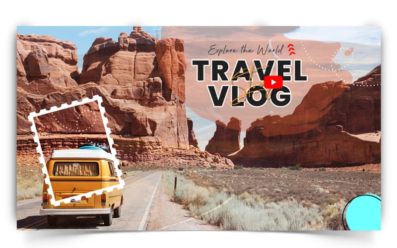 Travel and Tour YouTube Thumbnail Design Template-03 Social Media