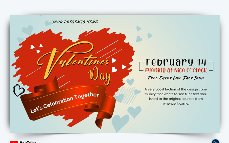 Valentine Day YouTube Thumbnail Design Template-05 Social Media