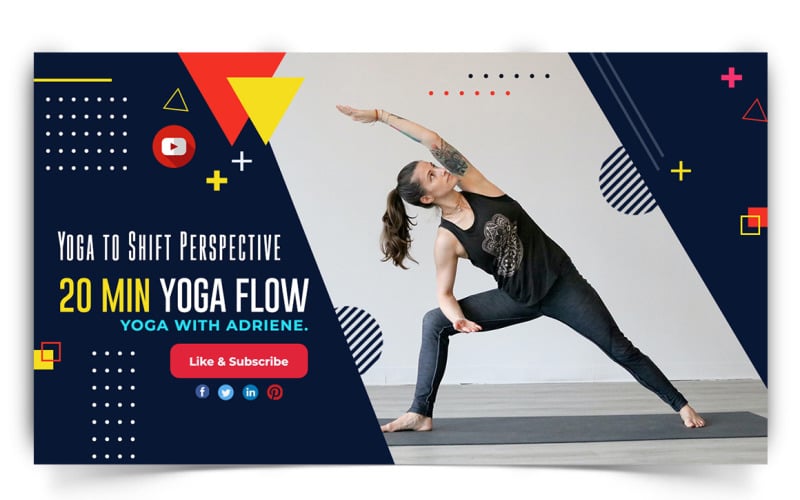 Yoga and Meditation YouTube Thumbnail Design Template-10 Social Media