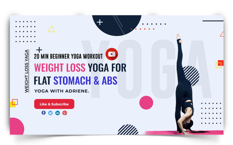 Yoga and Meditation YouTube Thumbnail Design Template-11 Social Media
