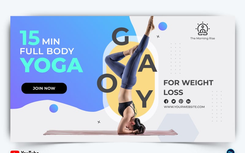 Yoga and Meditation YouTube Thumbnail Design Template-21 Social Media
