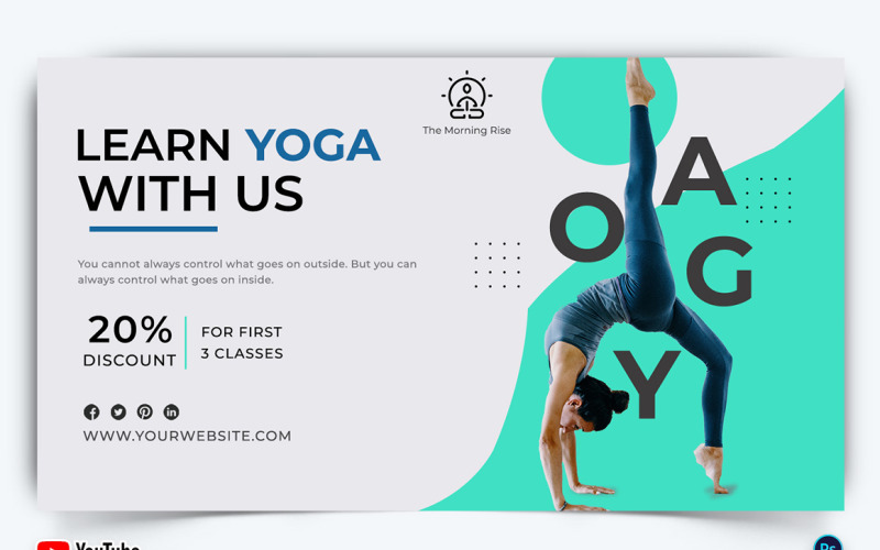 Yoga and Meditation YouTube Thumbnail Design Template-22 Social Media