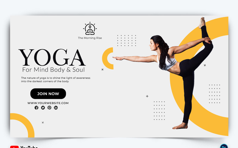 Yoga and Meditation YouTube Thumbnail Design Template-23 Social Media