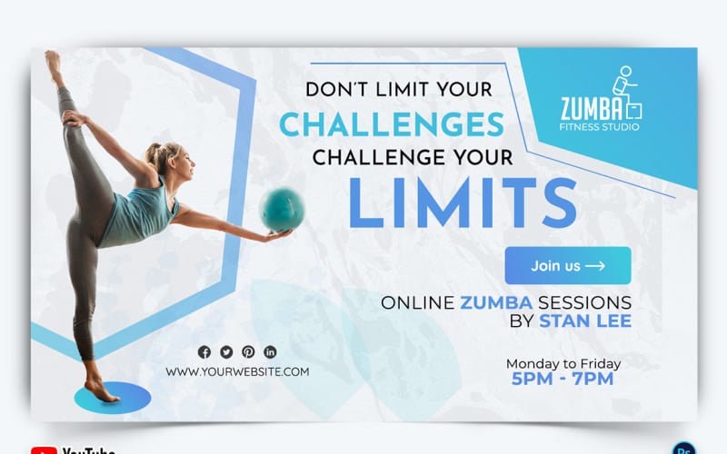 Zumba Dance YouTube Thumbnail Design Template-10 Social Media