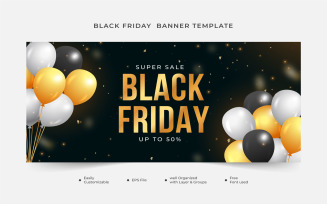 Black Friday Sales Banner with Balloons
