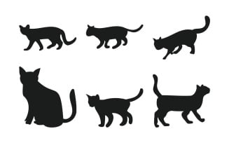 Cat Silhouette Vector in Different Poses