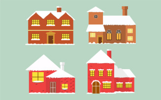 Christmas Village Set with Snow on Roof