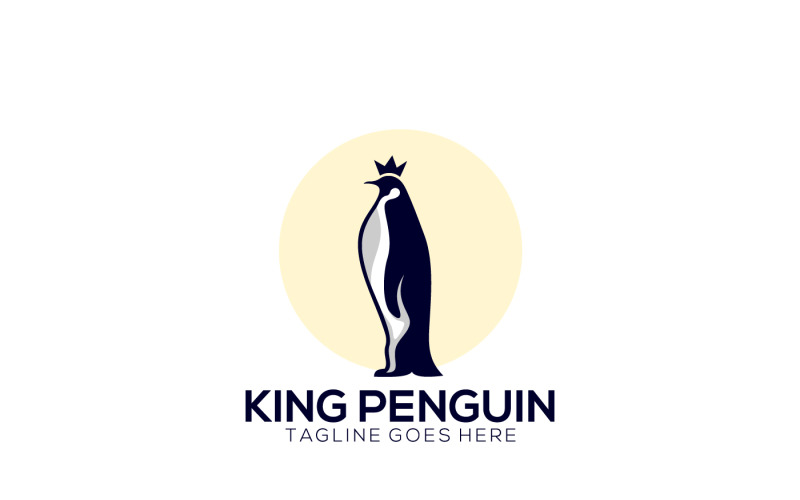 King Penguin logo on Moon Background Logo Template