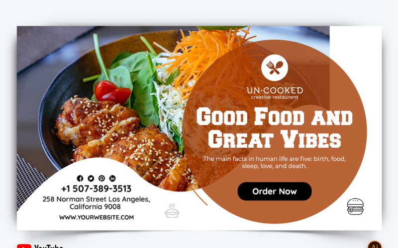 Restaurant and Food YouTube Thumbnail Design -05 Social Media