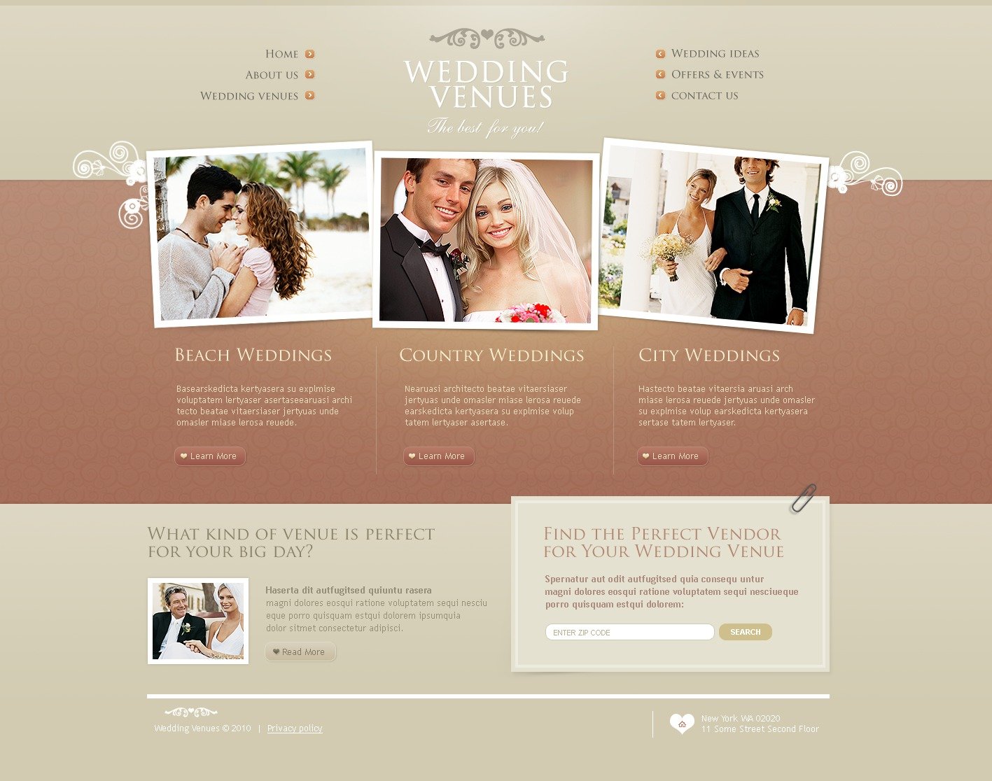 Wedding Venues Website Template #28416