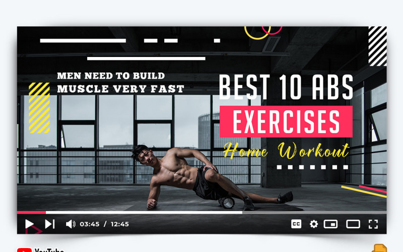 Gym and Fitness YouTube Thumbnail Design -002 Social Media