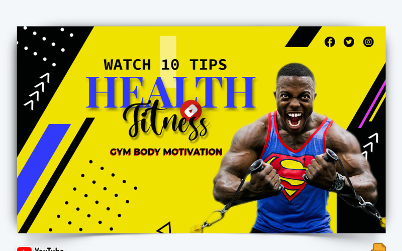 Gym and Fitness YouTube Thumbnail Design -004 Social Media