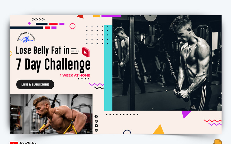 Gym and Fitness YouTube Thumbnail Design -011 Social Media