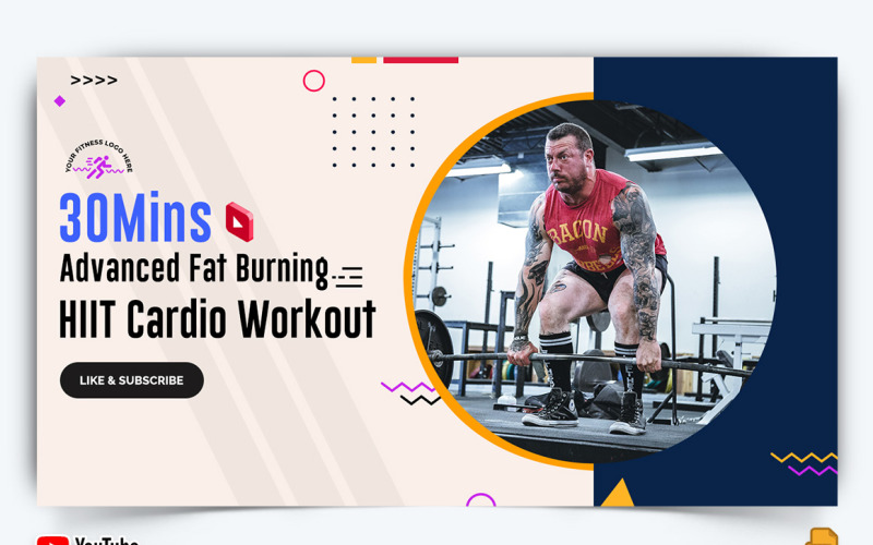 Gym and Fitness YouTube Thumbnail Design -012 Social Media