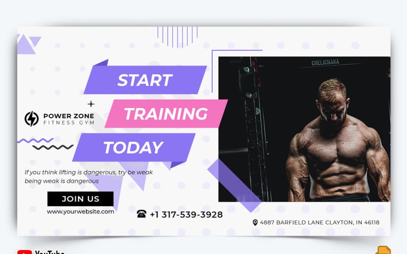 Gym and Fitness YouTube Thumbnail Design -020 Social Media